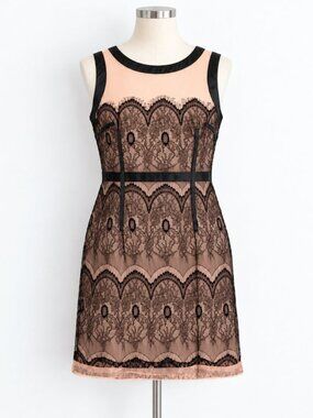 Black Peach Lace Overlay Sleeveless Slip Dress Coquette Fits M